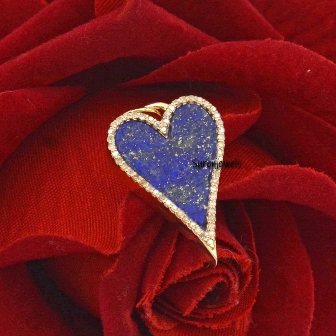 925 Sterling Silver Lapis Lazuli & Turquoise Heart Pendant – Designer Gemstone Love Charm
