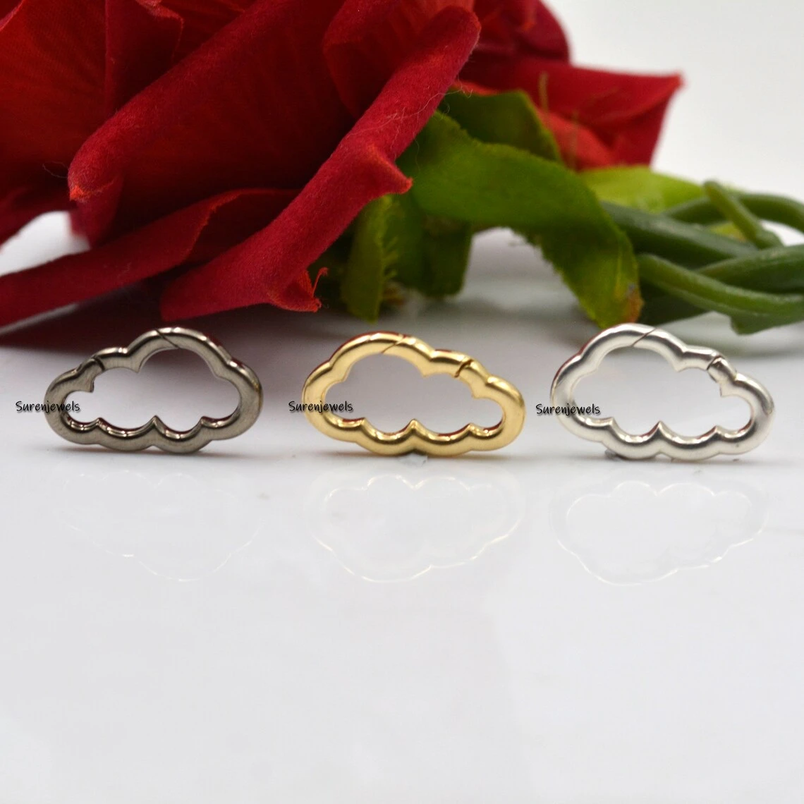 925 Silver Cloud Enhancer | Silver Charm Holder | Enhancer Link Lock | Cloud Push Lock Silver