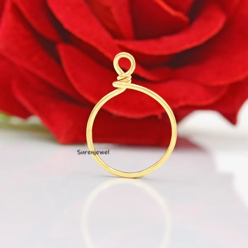 Unique 14K Solid Gold Multi Charm Holder Pendant Enhancer | Carabiner Lock Connector | Suren Jewels