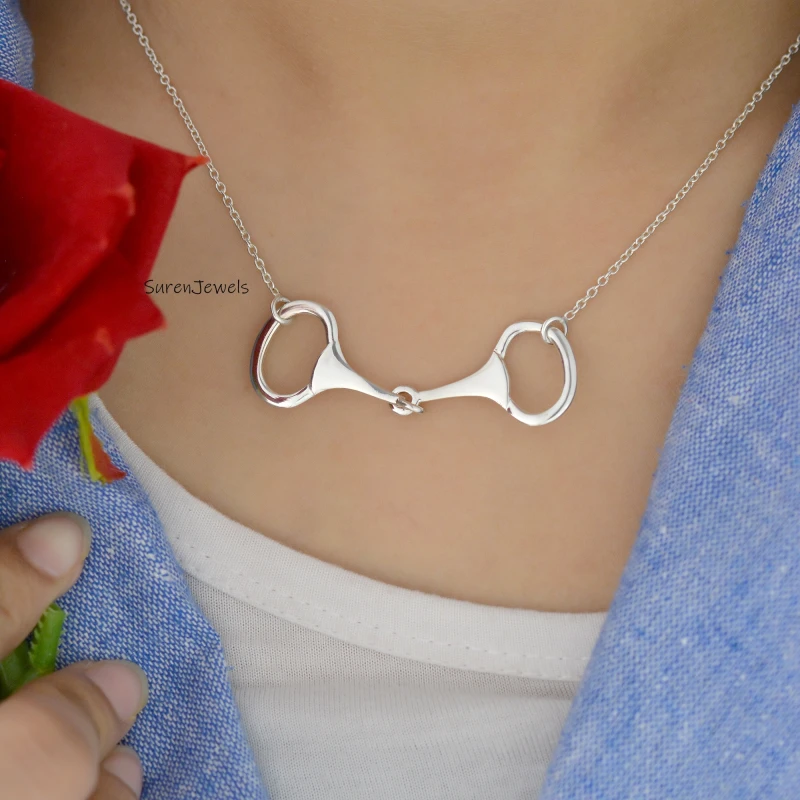 925 Silver Snaffle Bit Necklace – Elegant Equestrian Charm