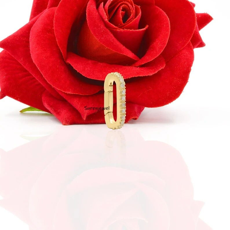 925 Silver Turquoise Charm Holder Pendant – Silver Gemstone Clasp Lock, Turquoise Push Lock Jewelry