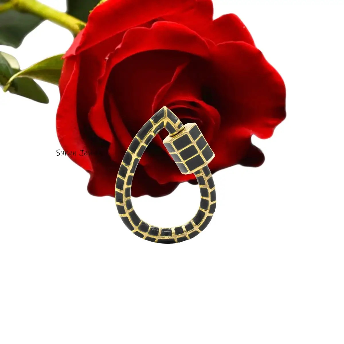 14K Gold Drop Enamel Carabiner Lock – Tear Drop Enamel Carabiner Charms