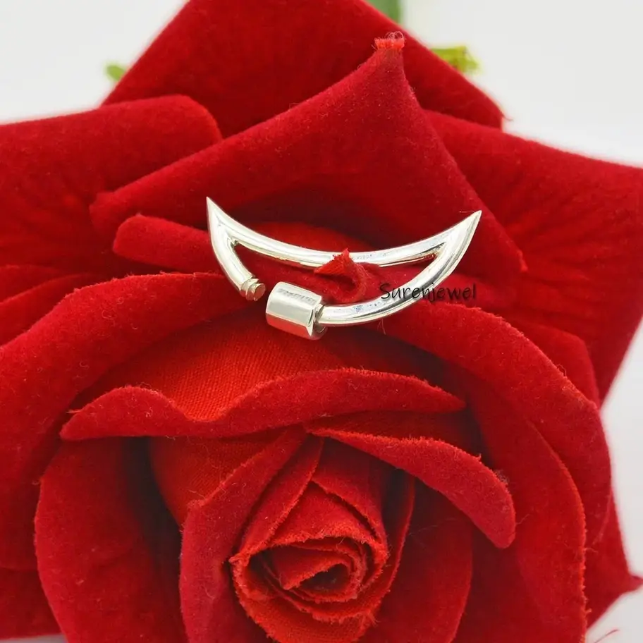 925 Silver Moon Carabiner Lock Pendant – Half Moon Carabiner for Jewelry Making