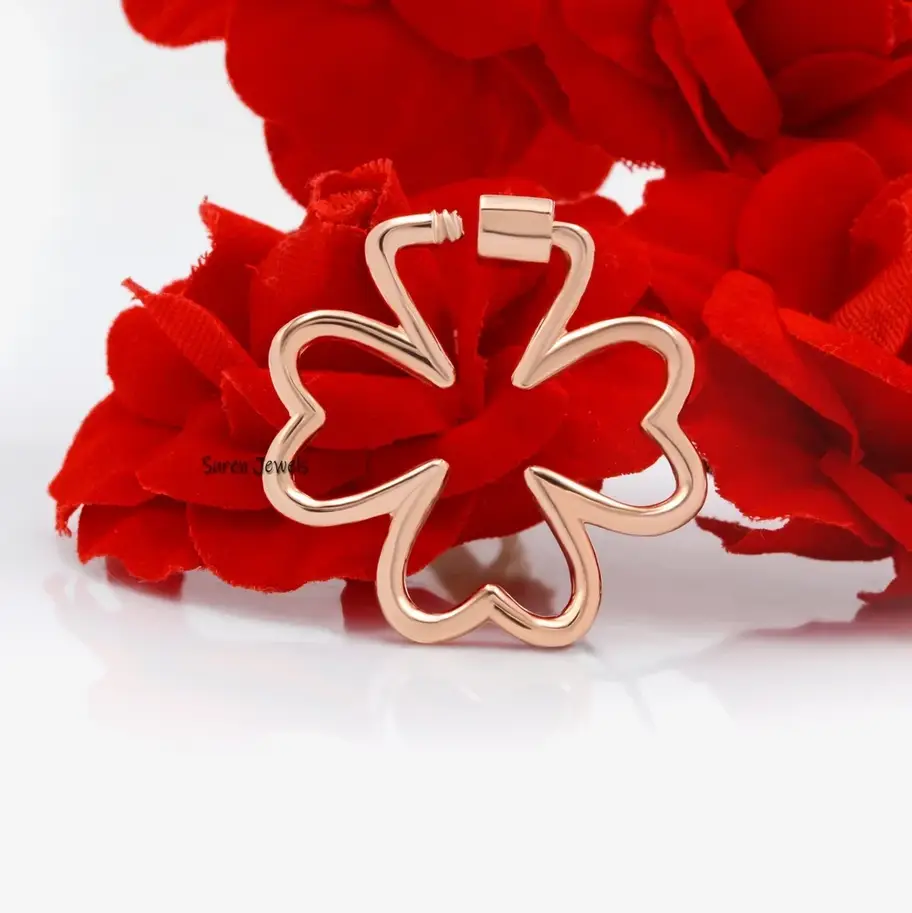 14k Gold Flower Carabiner Lock – Designer Solid Gold Carabiner Charms