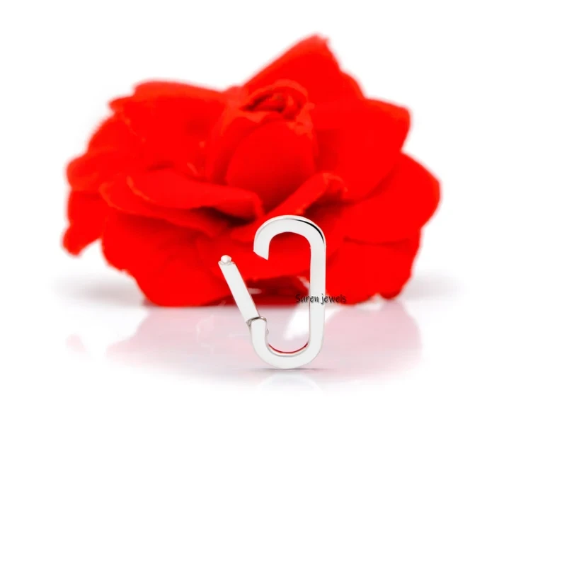 925 Sterling Silver Push-in Oval Clasp – Charm Holder Enhancer for Pendants & Charms