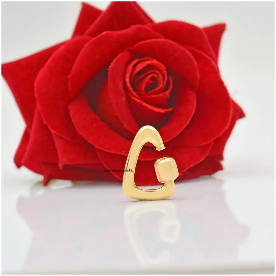 925 Gold Triangle Screw Carabiner Lock – Silver & White Gold Designer Jewelry Lock