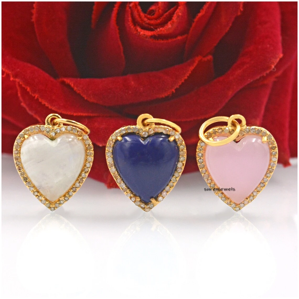 925 Silver Lapis Gemstone Heart Pendant – Designer Love Heart Charm