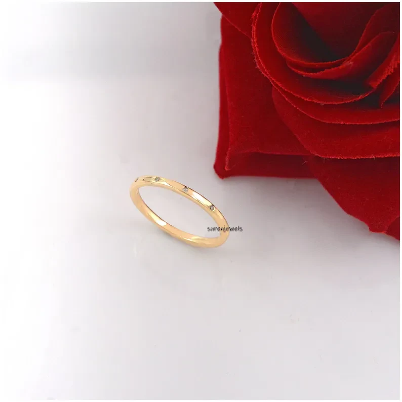 14K Gold Flush Set Diamond Band – Eternity Wedding Ring