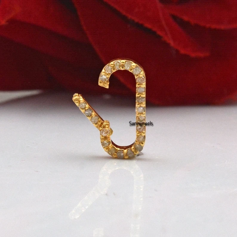 14K Gold Turquoise Charm Holder & Enhancer Pendant with Oval Lock