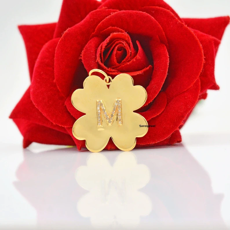925 Silver Diamond Flower Initial Pendant – A to Z Alphabet Monogram Letter Pendant