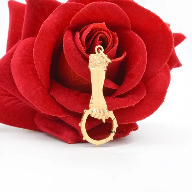 925 Silver Hand Holding Charm | Hand Holding Ring Connector | Pendant by Suren Jewels