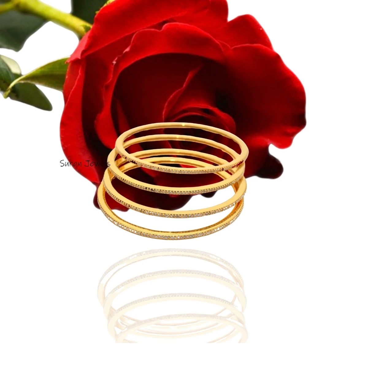 Solid 14K Gold Pave Diamond Bangle – Handcrafted Luxury with Sparkling Diamonds