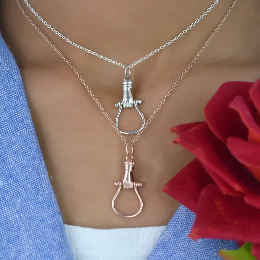 925 Silver Helping Hand Charm Holder – Figa Hand Pendant & Connector