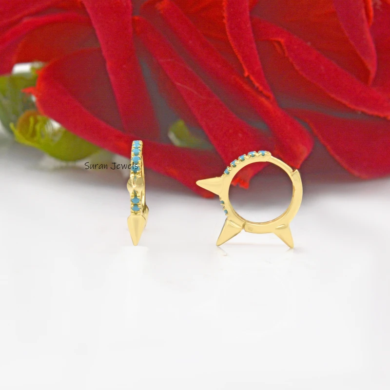 925 Gold Diamond Pyramid Huggies Earrings – Silver & Yellow Gold | Suren Jewels