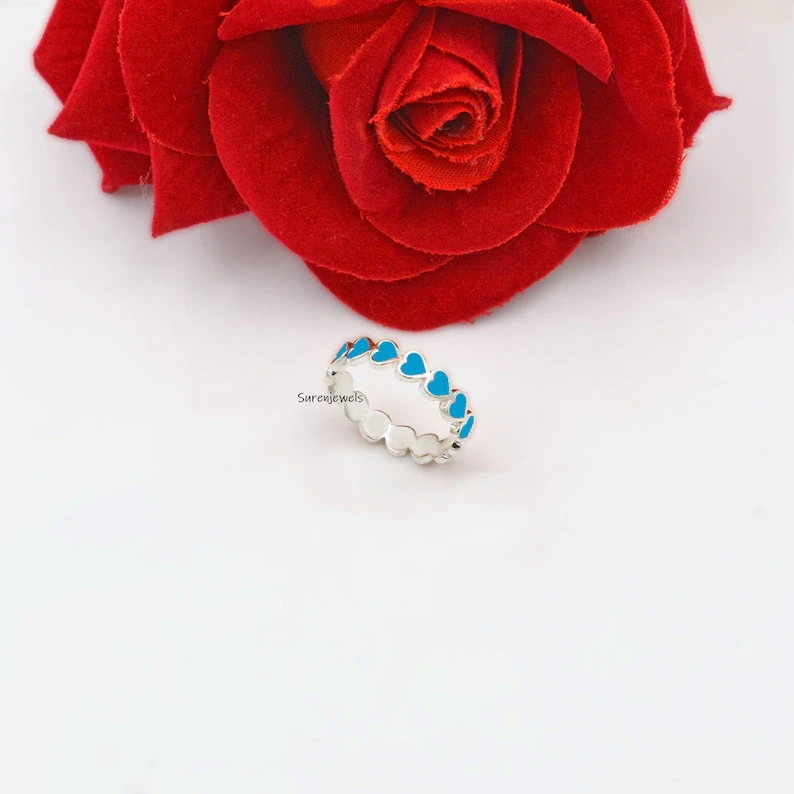 925 Silver Enamel Love Heart Ring – Wholesale Valentine Heart Ring