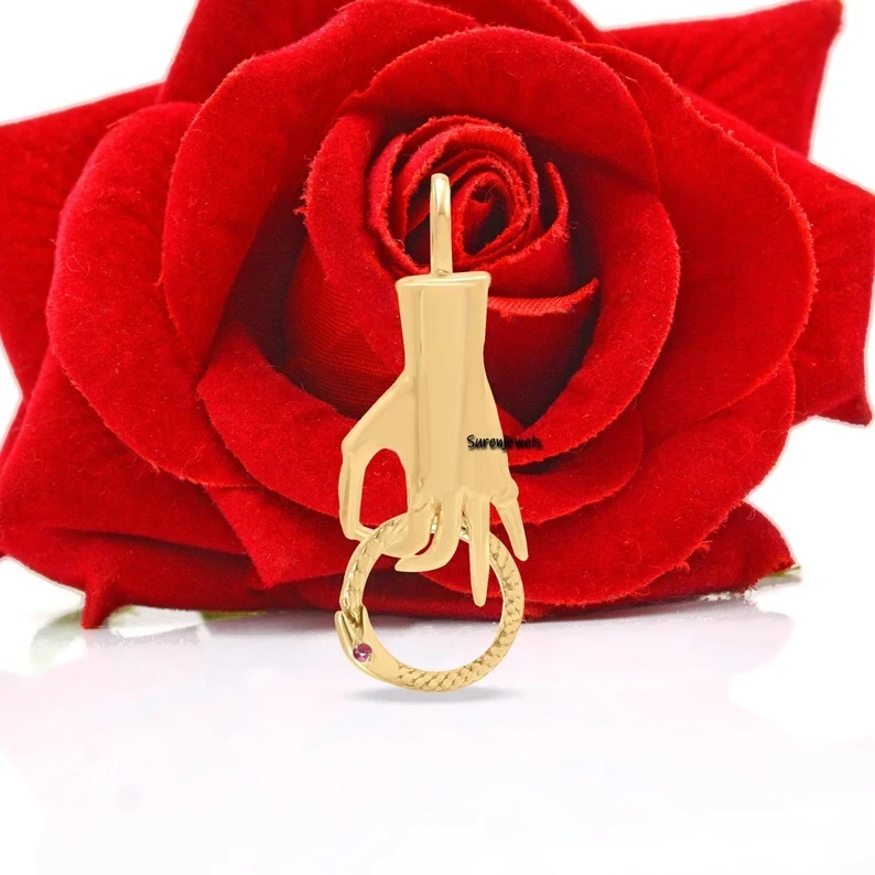 14k Gold Helping Hand Charm Holder – Figa Hand Pendant for Pendants & Charms