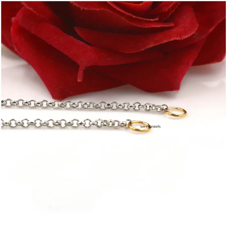 925 Silver Carabiner Rolo Chain – Sterling Silver Link Chain, 3MM Thickness