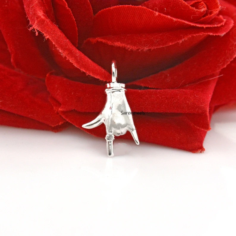 925 Sterling Silver Figa Hand Pendant – Solid Silver Mano Fico Charm for Women – Good Luck Talisman