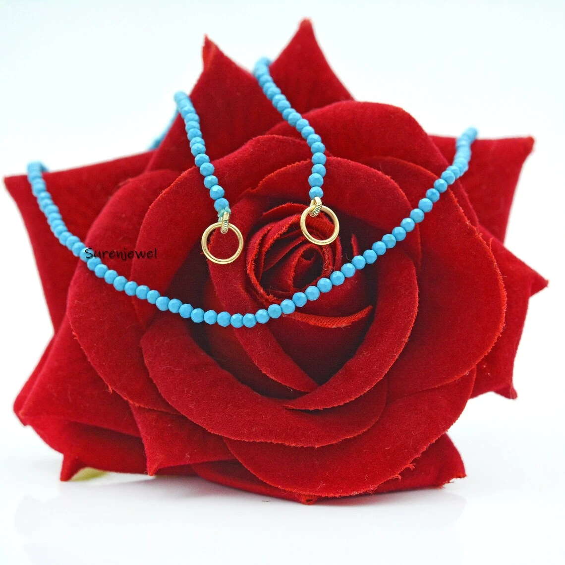 Silver 14K Gold Plated Beads Chain Necklace with Lapis Beads – Elegant Gemstone Carabiner Chain