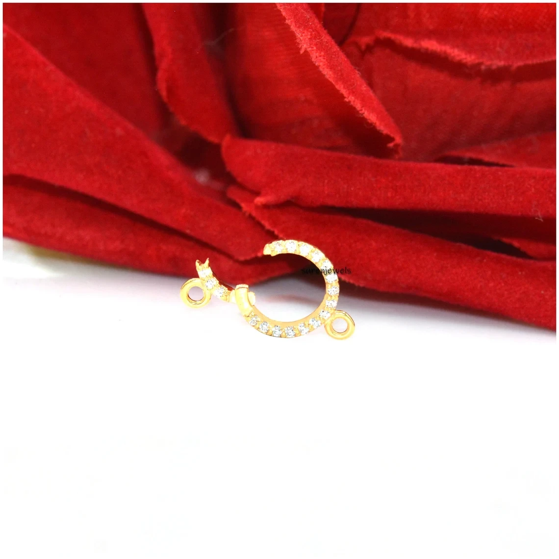 925 Silver Diamond Circle Charm Holder | Silver Round Charm Enhancer | Diamond Charm Connector