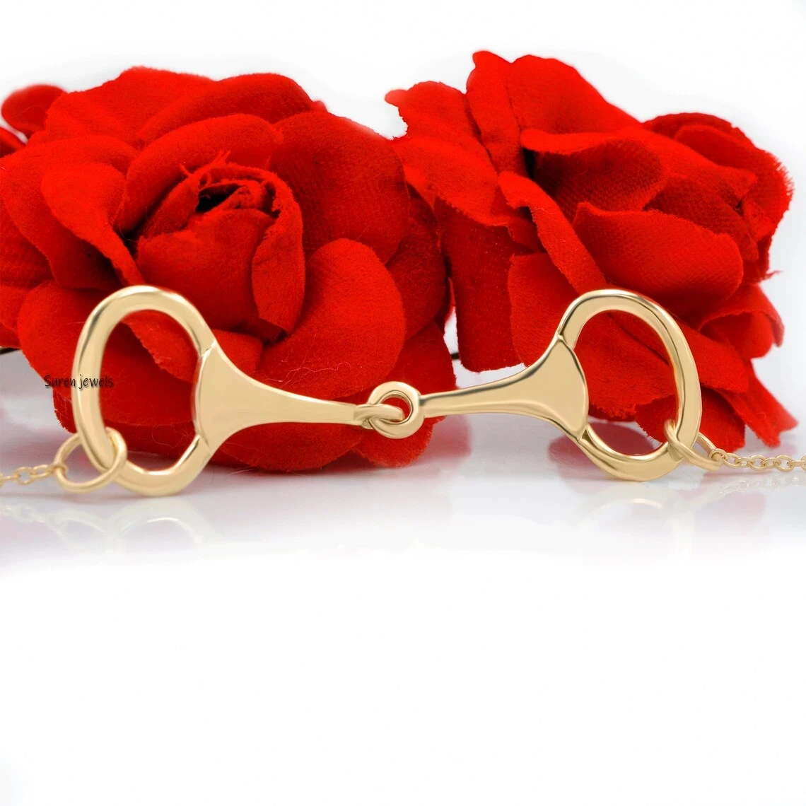 14K Gold Snaffle Bit Bracelet – Elegant Equestrian Horsebit Stirrup Bracelet