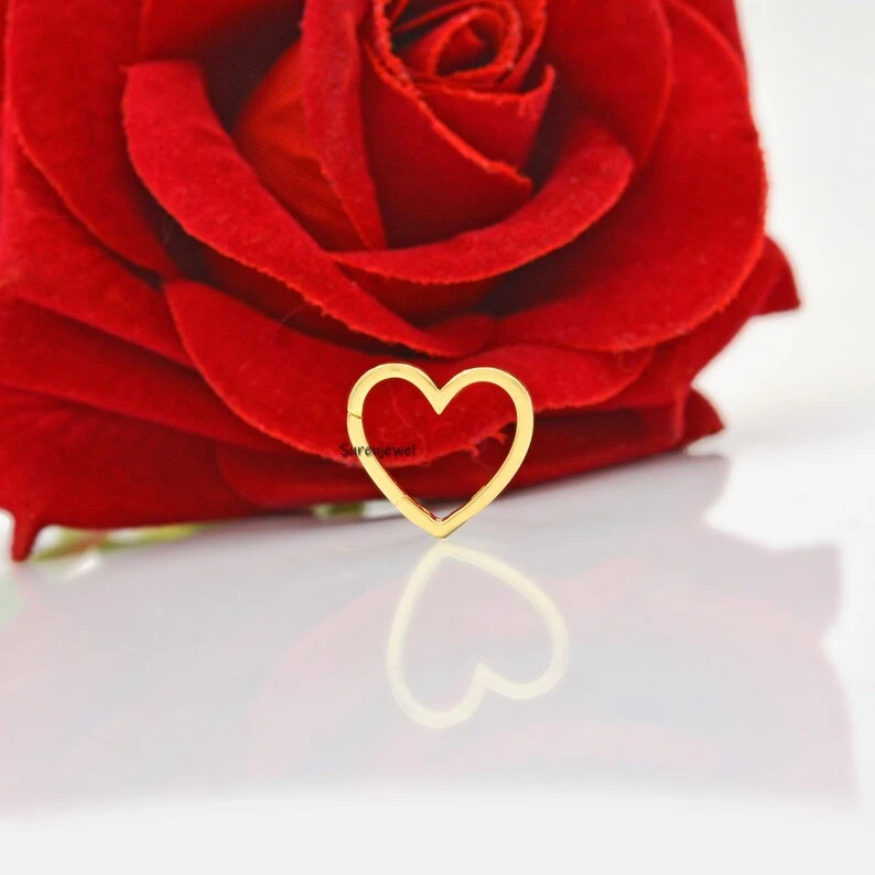 14K Gold Heart Enhancer Push Lock – Elegant Multi-Charm Heart Link Lock