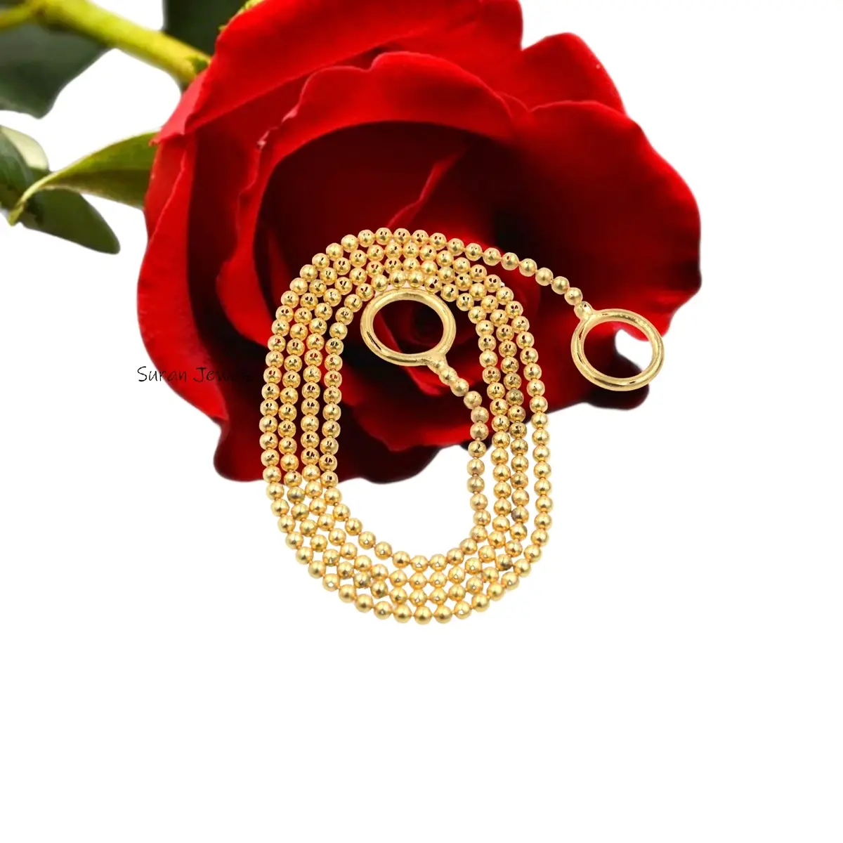 14K Gold Ball Beads Box Chain Necklace – Yellow & White Gold Round Ball Chain