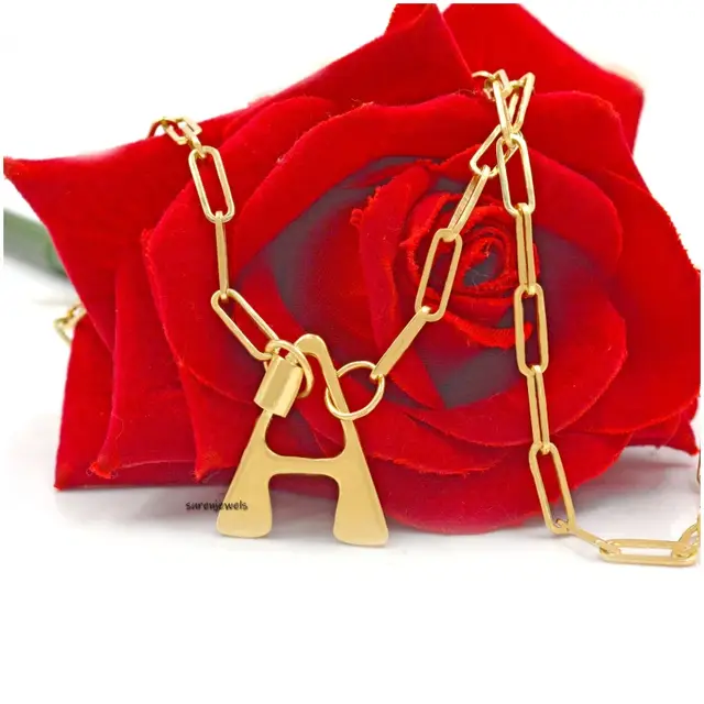 A Alphabet Letter Carabiner Lock – 14K Gold Custom Screw Lock Pendant | A-Z Letter Charm Holder