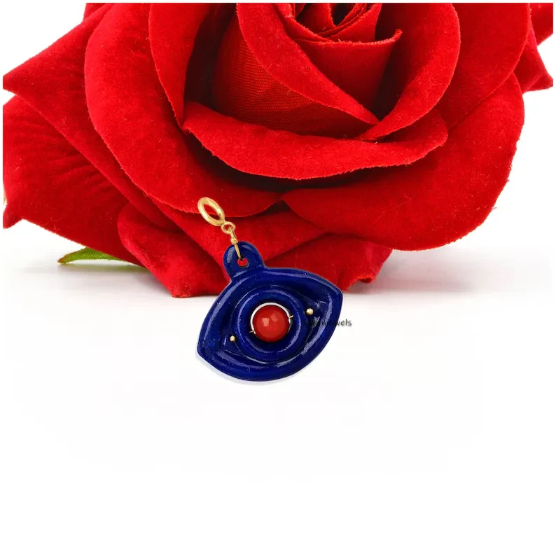 925 Silver Lapis Lazuli Evil Eye Charm Pendant – Handmade Protection Pendant