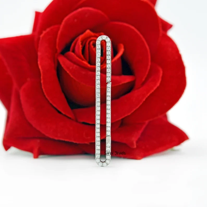 14K Gold Diamond Oval Enhancer | Diamond Connector Lock Enhancer | Elongated Oval Enhancer for Jewelry Making