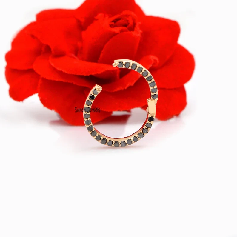 14K Gold Moissanite Round Enhancer Lock – Circle Charm Holder & Gemstone Connector