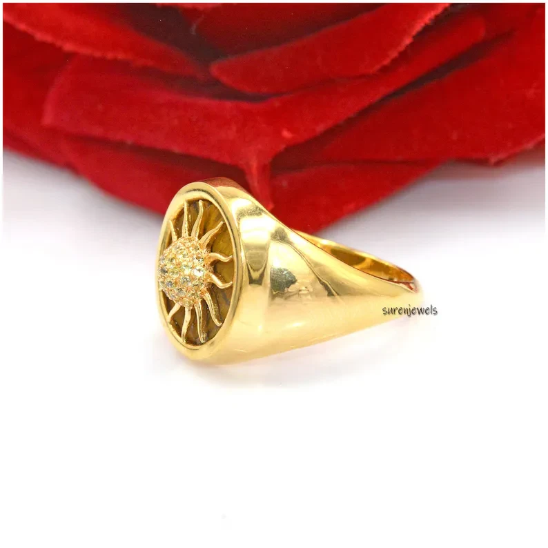 925 Silver Gemstone Sun Ring – Dainty Sunburst Ring