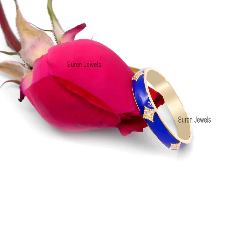 925 Sterling Silver Enamel Band Ring | Multi-Color Stacking Ring