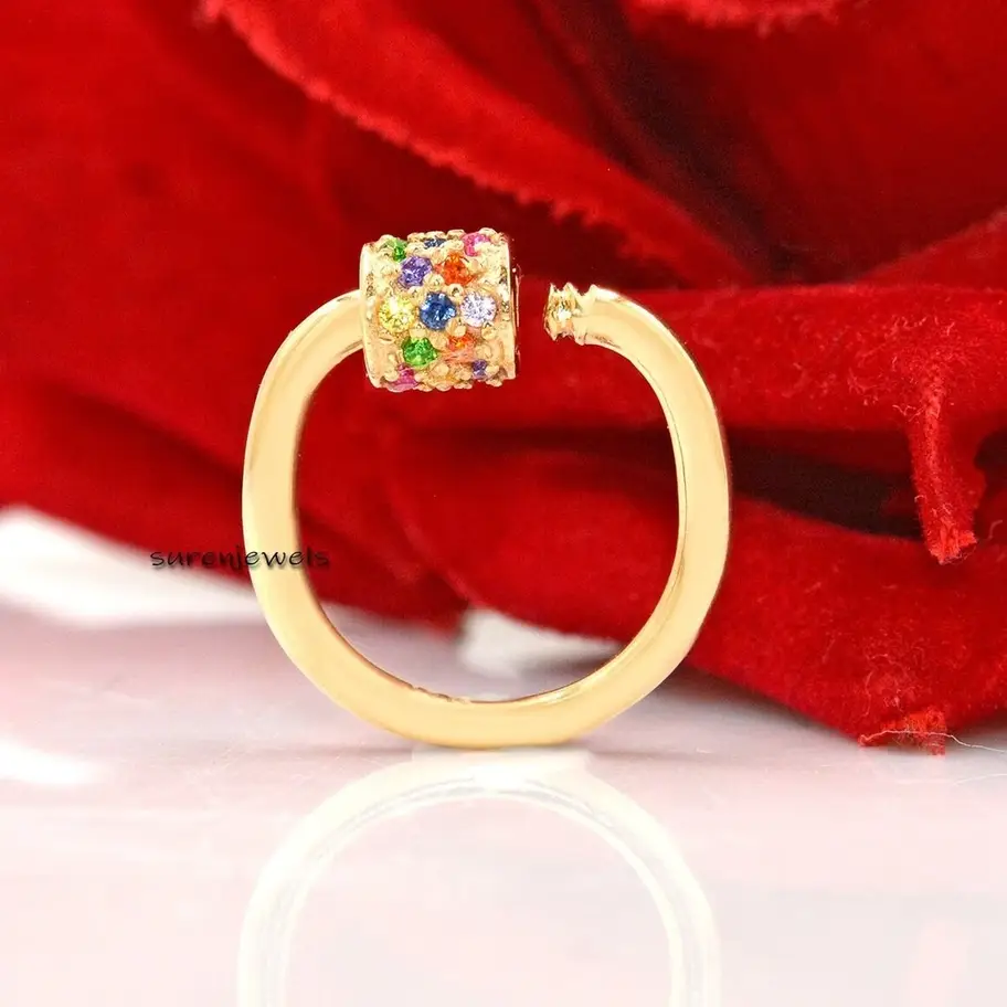 Yellow Gold Plated Trundle Lock – 925 Sterling Silver Carabiner Connector for Charms