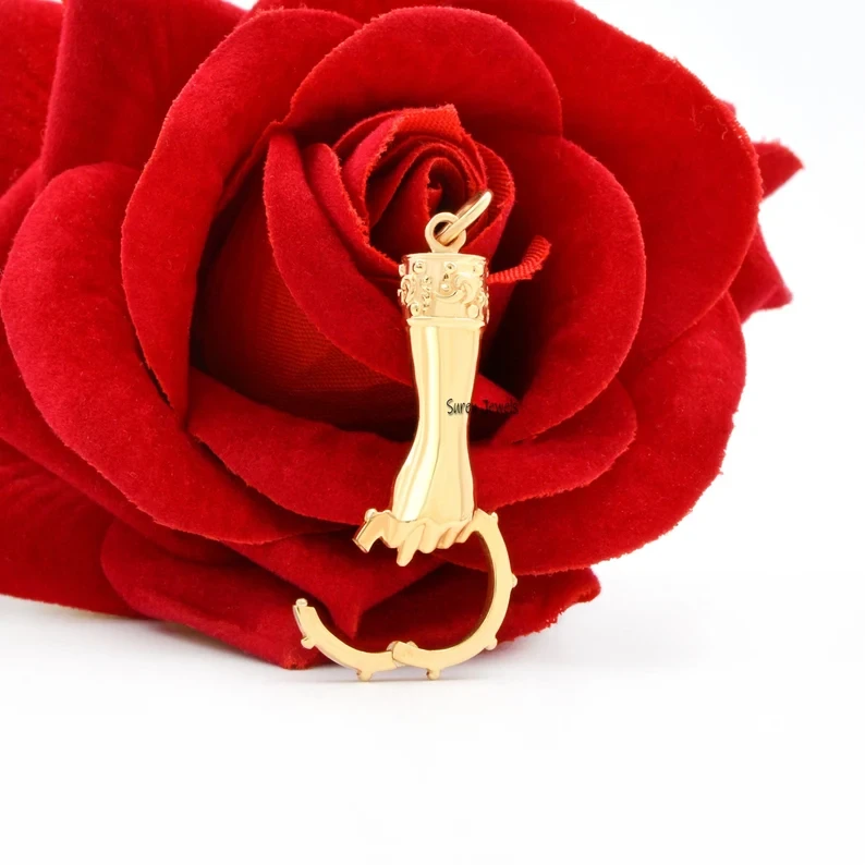 14k Gold Hand Holding Charm Pendant – Ring Connector & Handle Connector | Suren Jewels