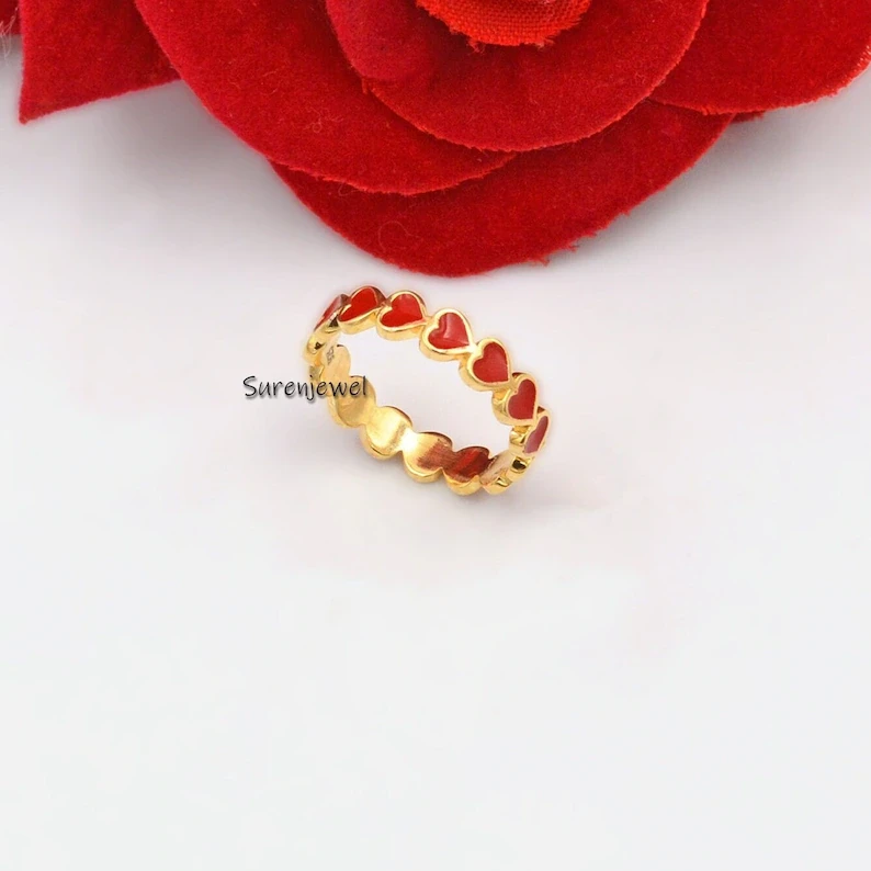 14K Gold Enamel Love Heart Ring – Wholesale Valentine Heart Ring