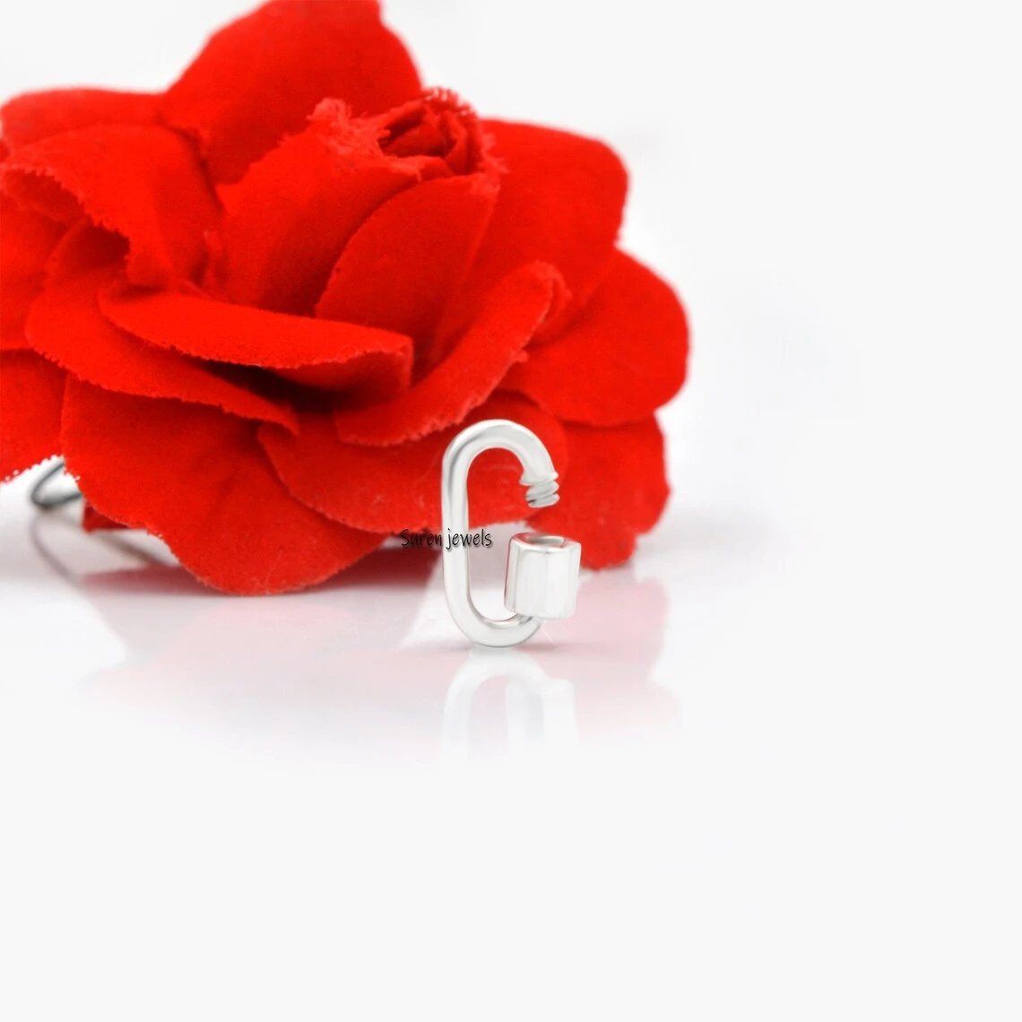 Solid 925 Silver Carabiner Lock – Handmade Screw Wire Clasp in All Sizes