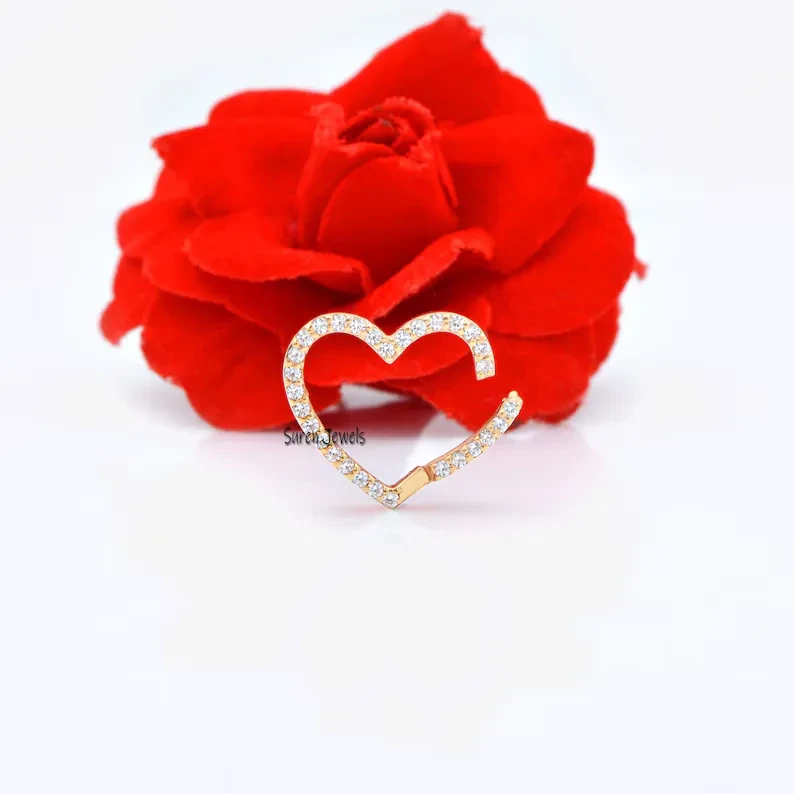 14K Solid Gold Heart Charm Enhancer – Multi Charm Holder for Gemstone & Gold Charms