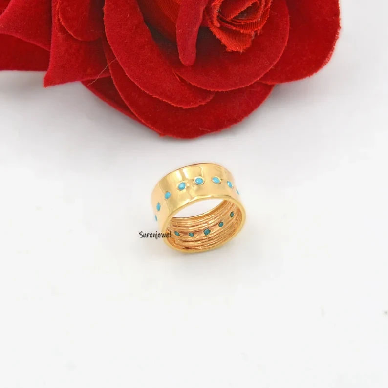 14K Gold Diamond Cigar Ring | Wide Cigar Band Ring