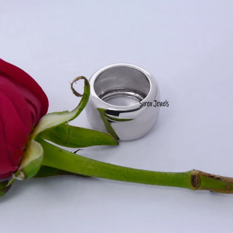 925 Silver Cigar Diamond  Ring – Bold Diamond Band