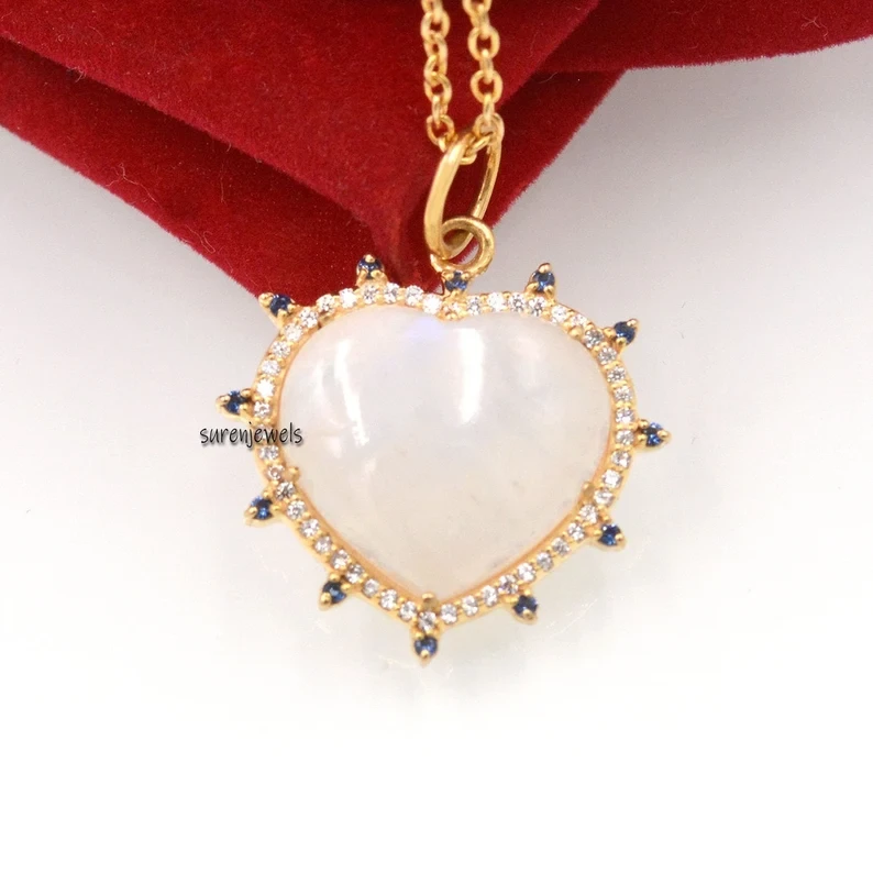 925 Silver Lapis Lazuli Heart Charm Pendant – Handmade Designer Gemstone Pendant