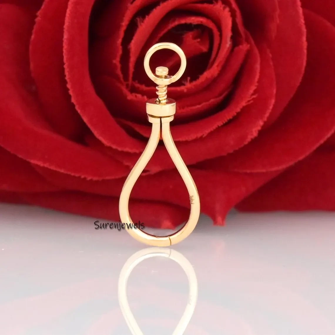 14k Solid Gold Multi Charm Holder Pendant Enhancer | Carabiner Lock Pendant | Gold Charm Connector