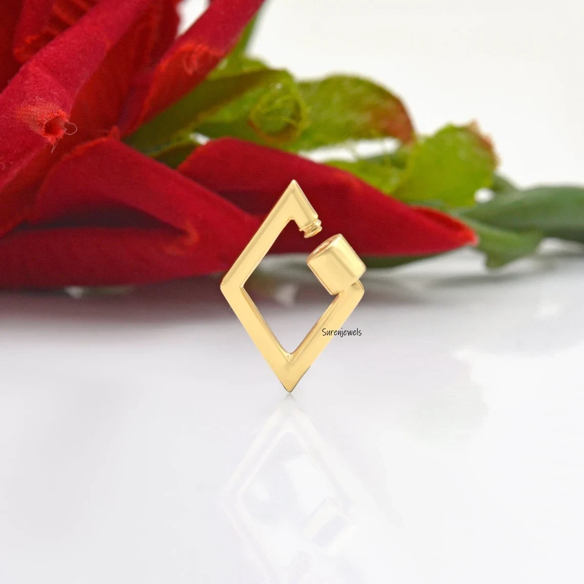 14K Gold Carabiner Lock – Designer Parallelogram Carabiner Charms