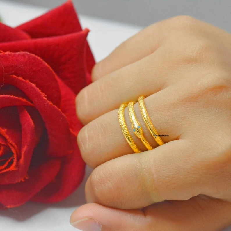 14K Gold Ouroboros Snake Ring – Infinity Serpent Talisman