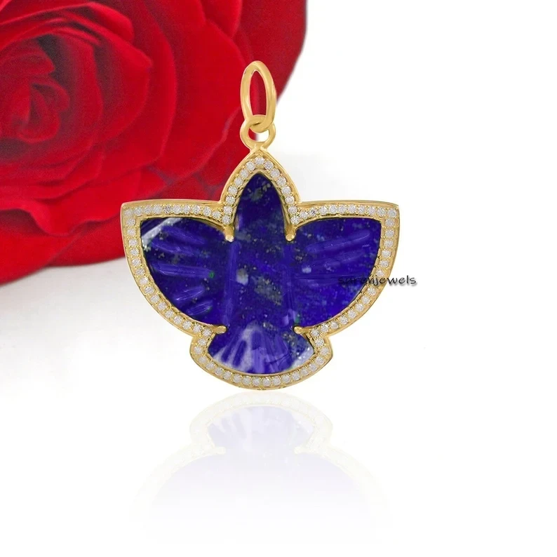 14K Gold Pink Opal Bird Pendant – Designer Carved Swallow Bird Charm
