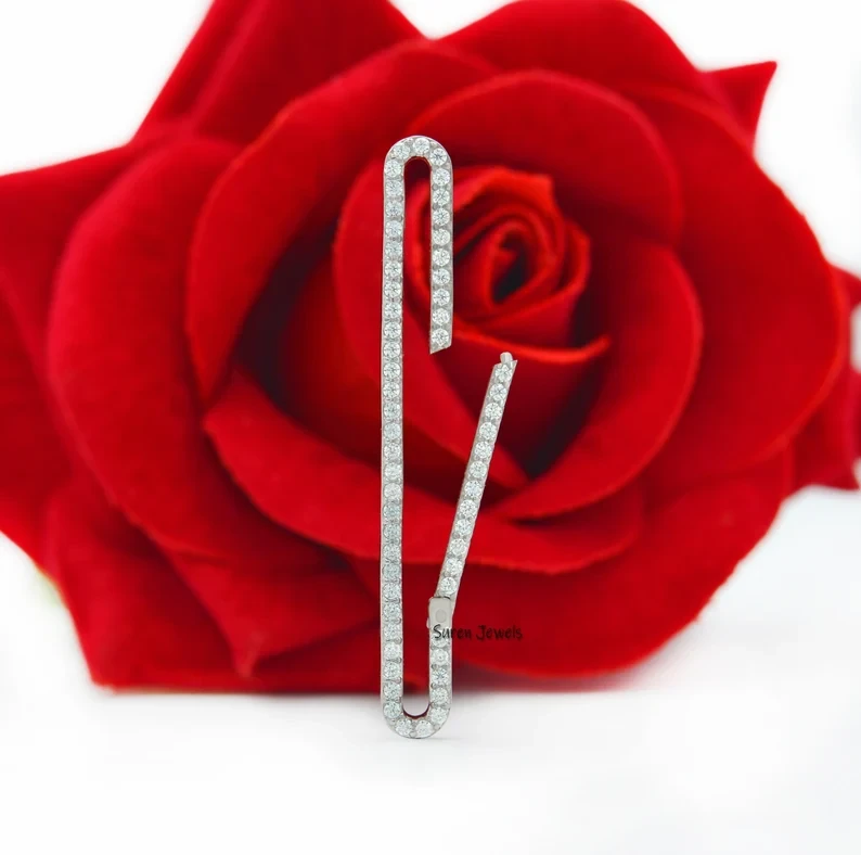 925 Silver Diamond Oval Enhancer – Elegant Diamond Connector Lock Enhancer, Elongated Oval Design, Multiple Enhancer Options