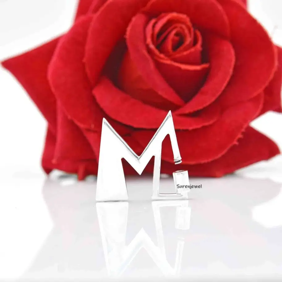 M Alphabet Letter Carabiner Lock – 925 Silver Custom Screw Lock Pendant