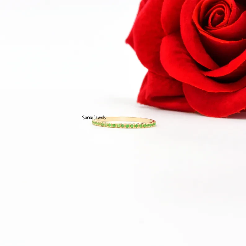 925 Silver Ruby Pave Band Ring | Full Eternity Gemstone Ring