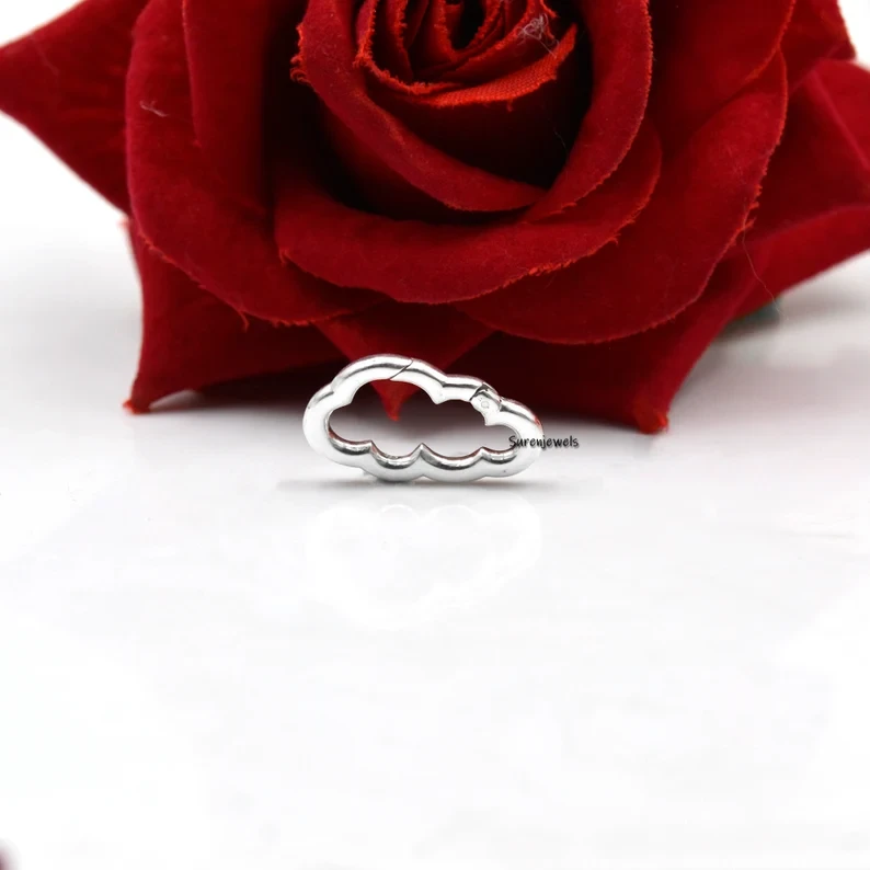 925 Silver Cloud Enhancer | Charms Holder | Push Lock | Solid Silver Enhancer Link