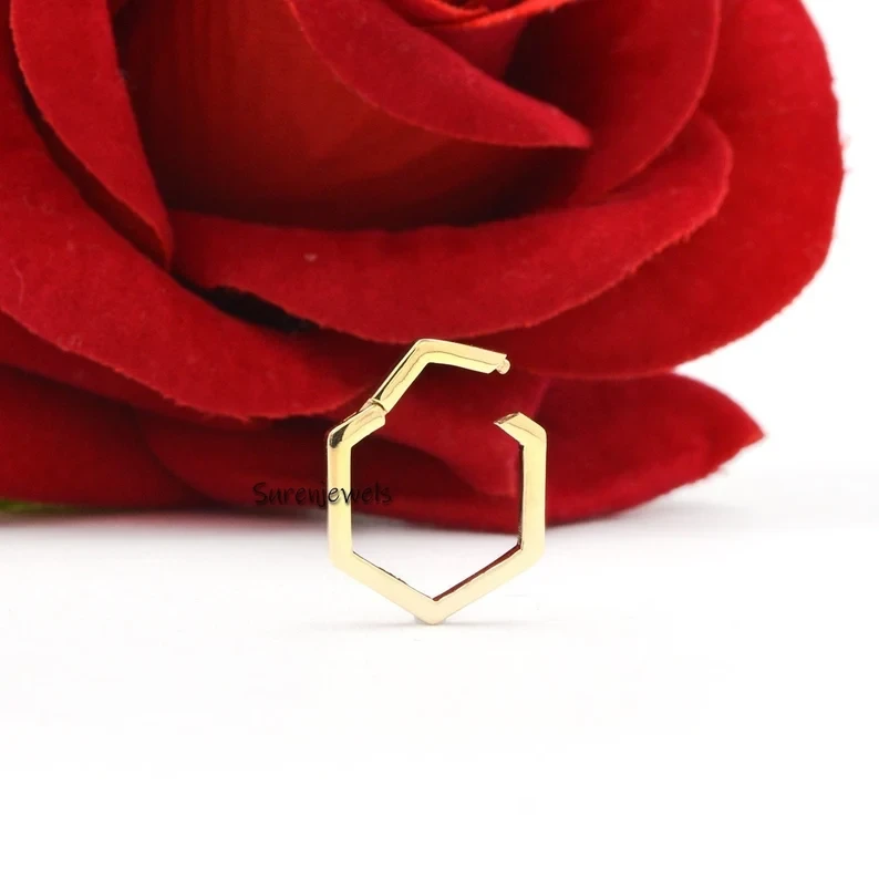 14k Gold Hexagon Plain Charms Enhancer – Multi Charm Holder with Push Clasp | Wholesale Gold Jewelry